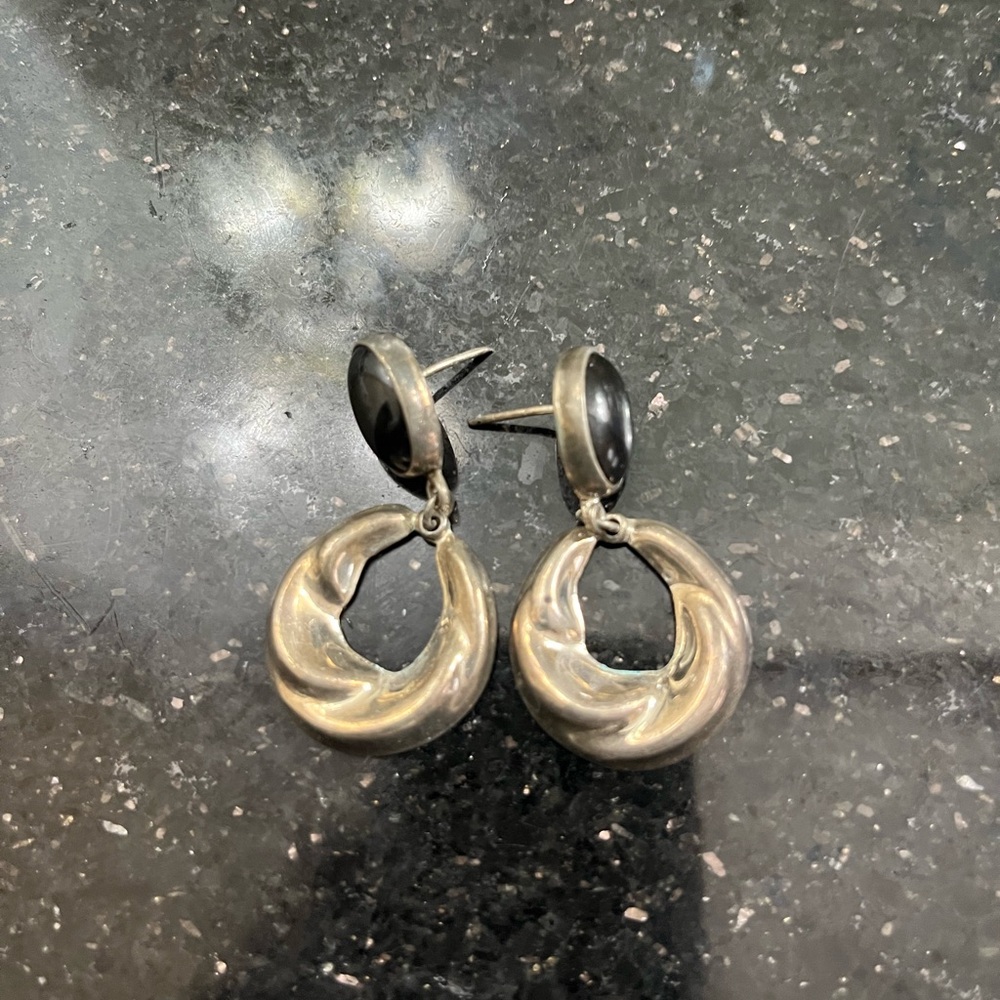 Sterling Silver Swirl Drop Earrings in Silver